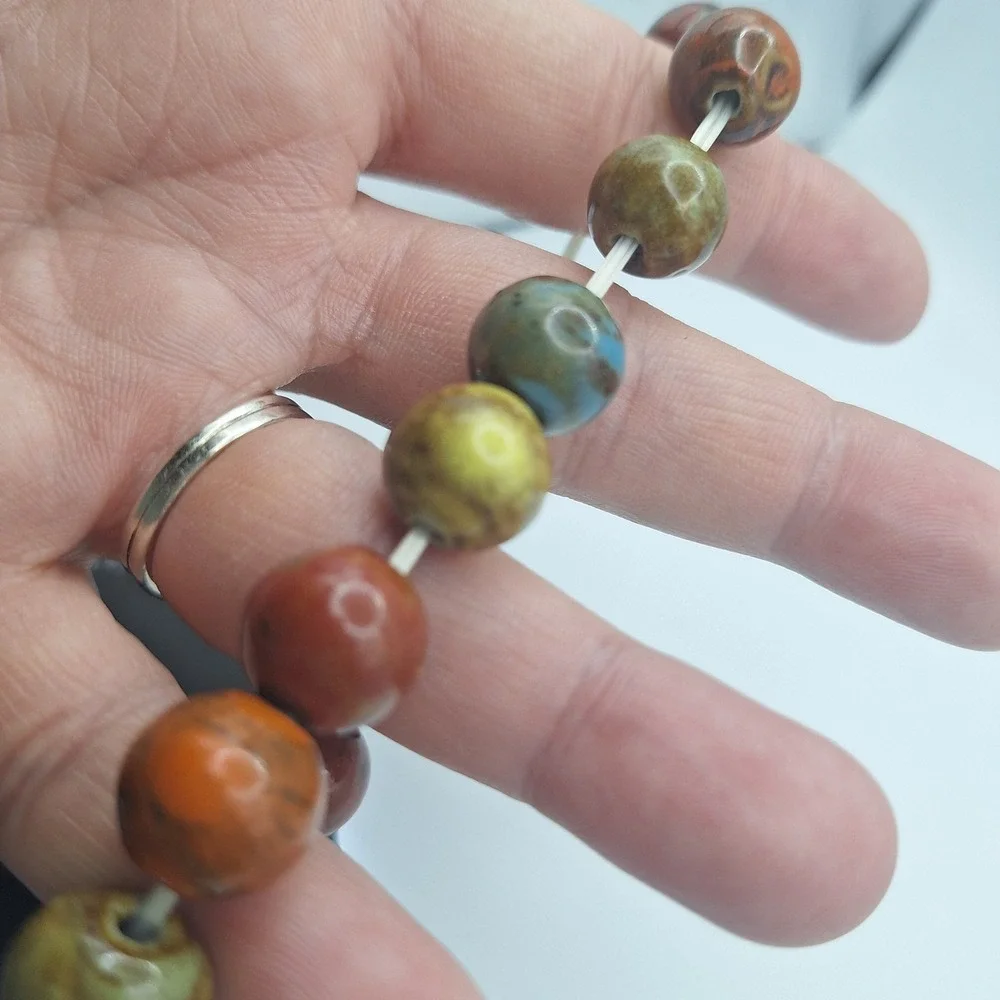 Boho Beaded Stretch Bracelet Earth Tone Colors‎ Handmade